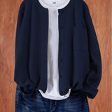 Eugenia | Damen Rundhals-Cardigan mit Knöpfen und Tasche