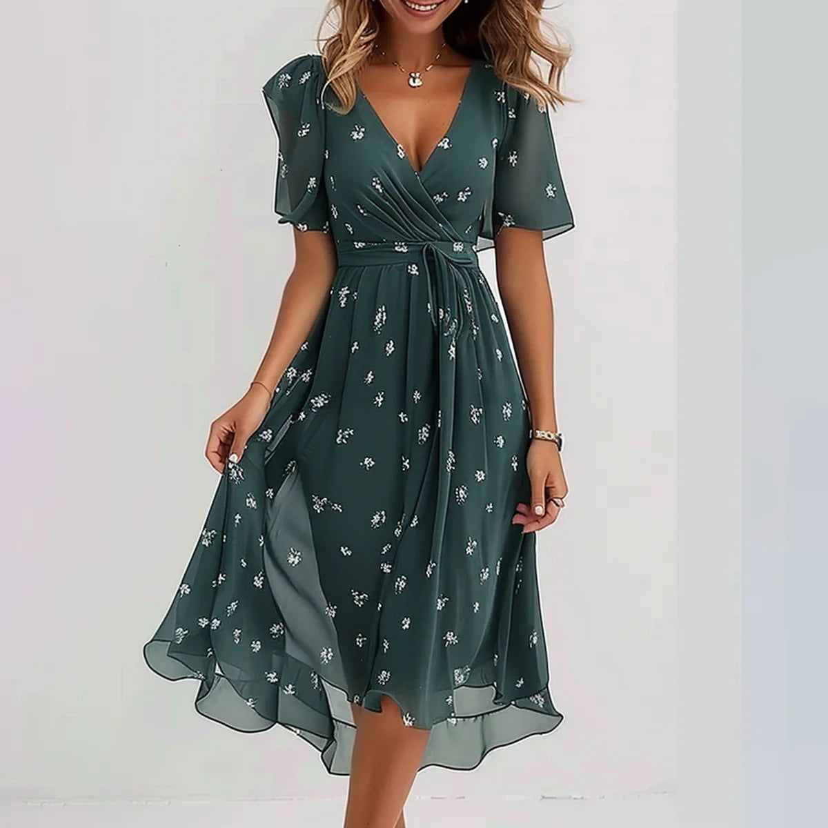 Eleonora - Elegantes Kurzärmeliges Kleid