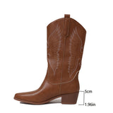Dagny | Damen Westernstiefel mit weitem Schaft und Blockabsatz