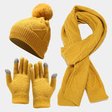 Damen Strickset mit Mütze, Schal und Handschuhen