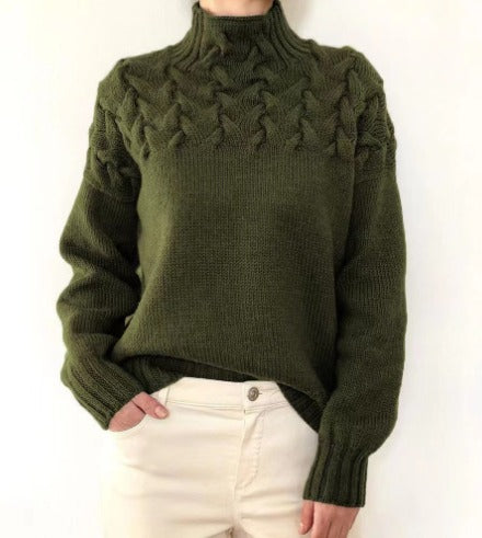 Eva - Damenpullover mit Zopfmuster-Detail