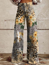 KARLA LEOPARDENMUSTER BREIT GESCHNITTETE HOSE