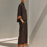 Damen Top & Cropped Weite Hosen Set
