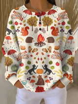 Mathilde | Pullover mit Herbstwald-Motiv