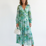 Althea | Langärmliges Blumenkleid Maxi