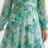 Althea | Langärmliges Blumenkleid Maxi