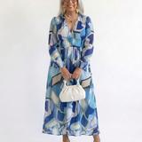 Althea | Langärmliges Blumenkleid Maxi