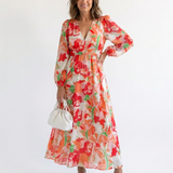 Althea | Langärmliges Blumenkleid Maxi