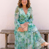 Althea | Langärmliges Blumenkleid Maxi