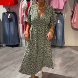 Avenia™ - Gedrucktes V-Ausschnitt Kleid