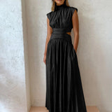 Damen Maxikleid mit Cut-Outs und kurzen Ärmeln