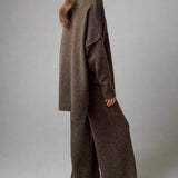 Damen Turtleneck Lounge Set mit Weitbein-Hosen