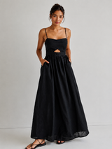 Damen Ärmelloses Maxi-Kleid mit Ausschnitten und Taschen