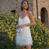 Figurschmeichelndes Feder-Minikleid
