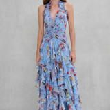 Belladina Verzauberndes Rosen-Kaskaden-Halter-Maxikleid