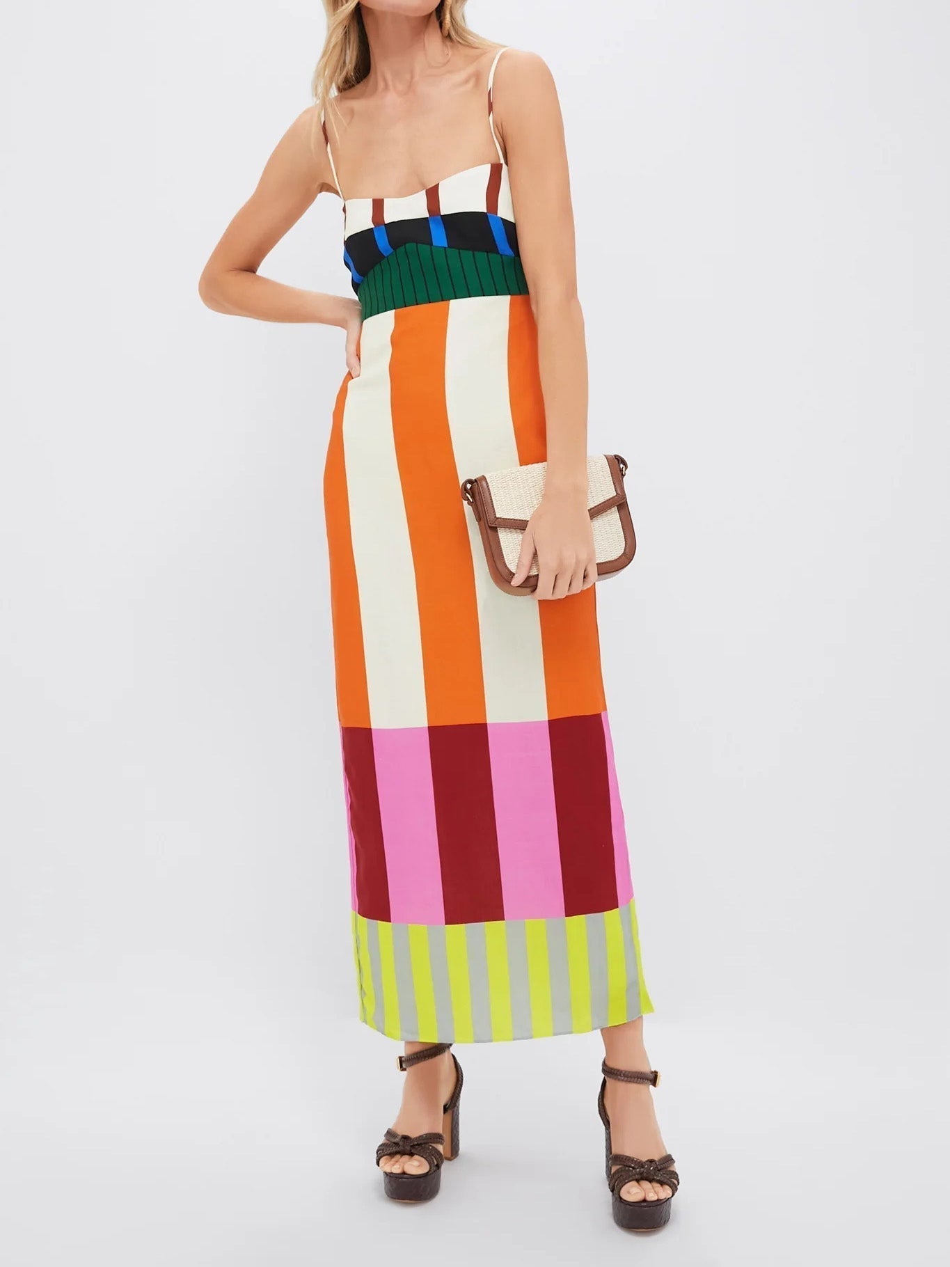 Bengal | Damen gestreiftes Maxikleid