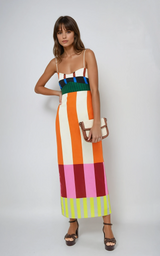 Bengal | Damen gestreiftes Maxikleid