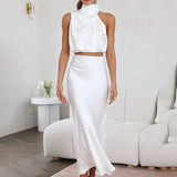 Damen Halter Neck Zweiteiliges Set mit Maxi-Rock