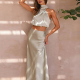Damen Halter Neck Zweiteiliges Set mit Maxi-Rock
