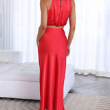 Damen Halter Neck Zweiteiliges Set mit Maxi-Rock