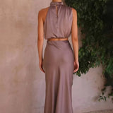 Damen Halter Neck Zweiteiliges Set mit Maxi-Rock