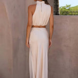 Damen Halter Neck Zweiteiliges Set mit Maxi-Rock