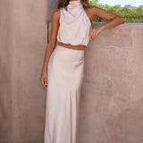 Damen Halter Neck Zweiteiliges Set mit Maxi-Rock