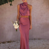 Damen Halter Neck Zweiteiliges Set mit Maxi-Rock