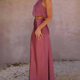 Damen Halter Neck Zweiteiliges Set mit Maxi-Rock