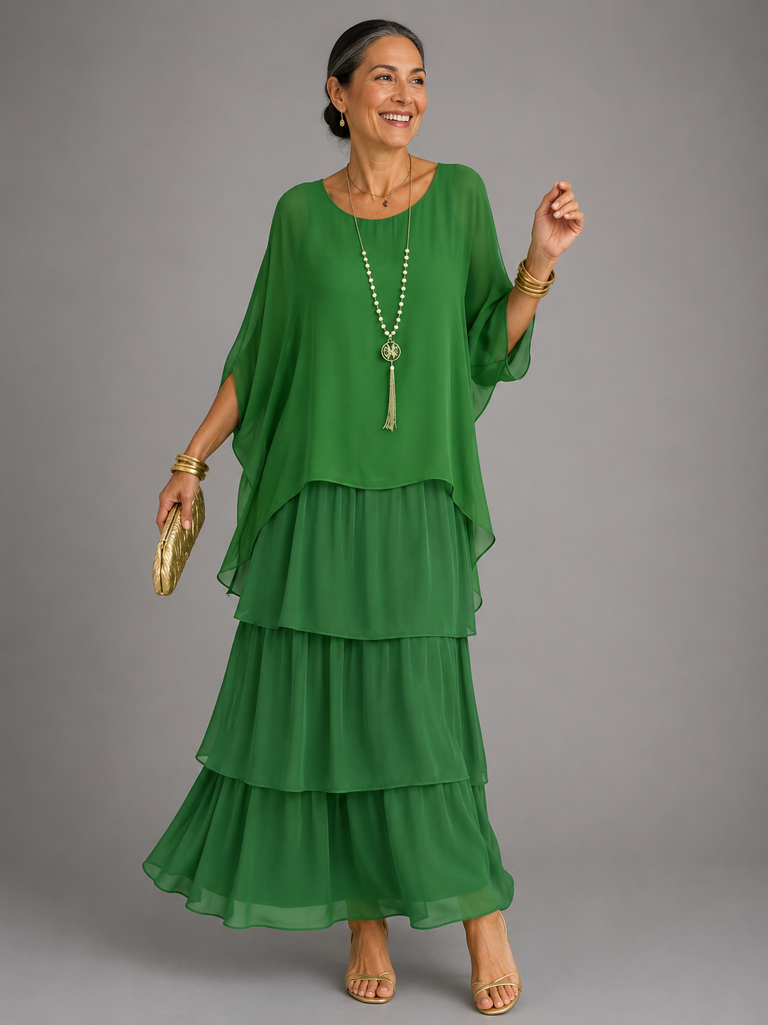 Lara | Damen Maxikleid mit Rundhalsausschnitt und Taschen