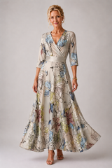 Ysa | Damen Blumenmuster Kleid mit V-Ausschnitt