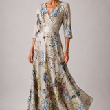 Ysa | Damen Blumenmuster Kleid mit V-Ausschnitt