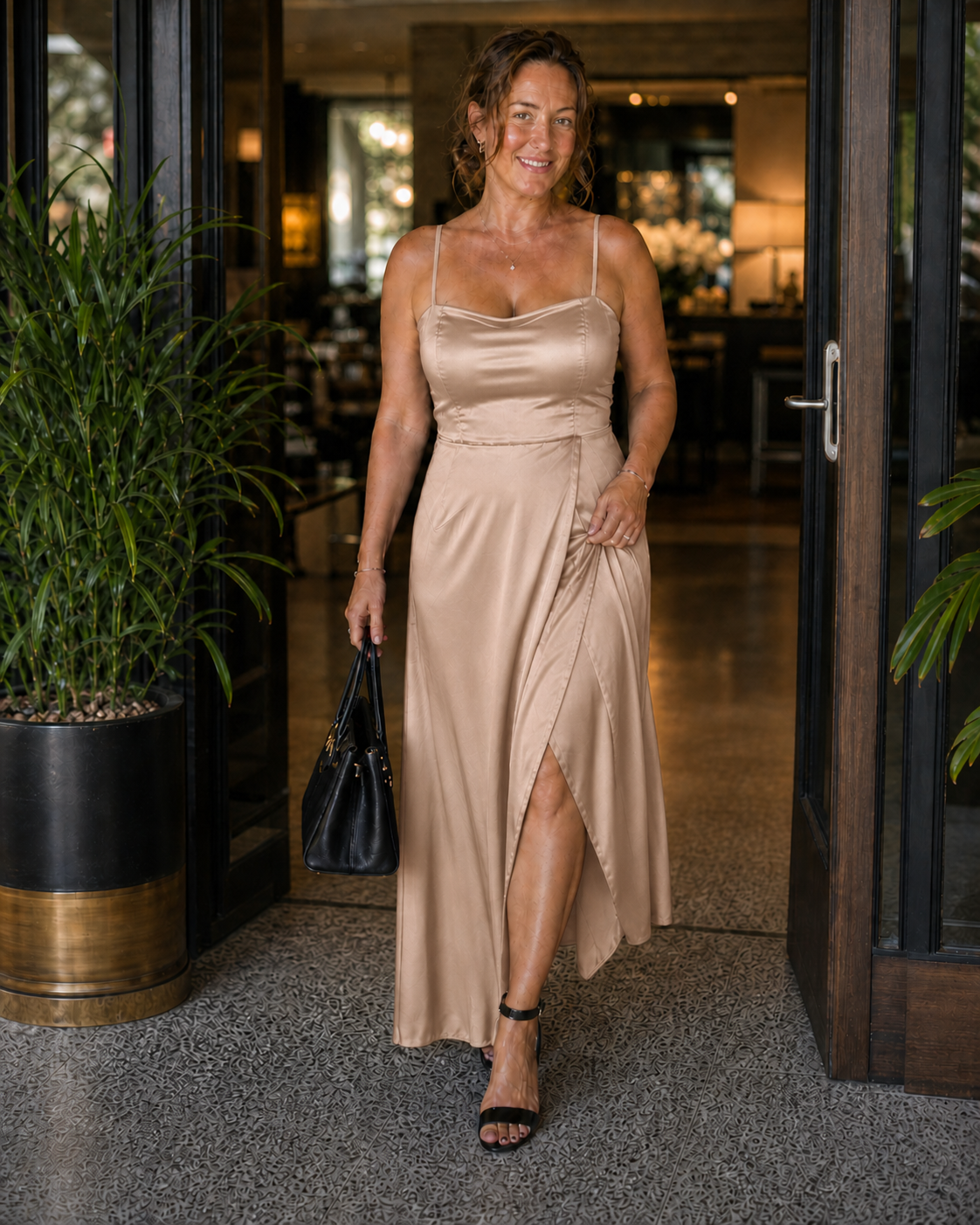 Damen Ärmelloses Maxi-Wickelkleid mit Vorder-Schlitz