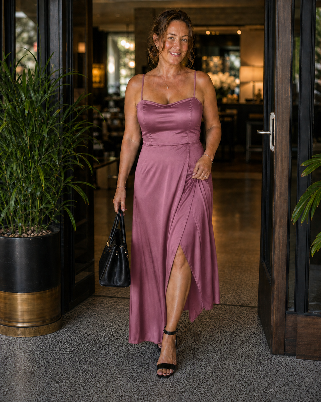 Damen Ärmelloses Maxi-Wickelkleid mit Vorder-Schlitz