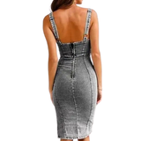 TATIANA™ – Elegantes Denim-Midi-Kleid mit Seitenschlitzen