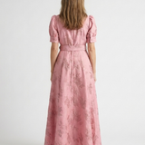 Xanthea | Kurzärmeliges, tailliertes, blumenstrukturiertes Maxikleid