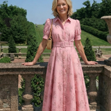 Xanthea | Kurzärmeliges, tailliertes, blumenstrukturiertes Maxikleid