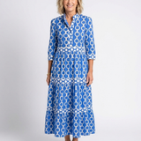 Ysolde | Midi-Kleid mit 3/4-Ärmeln und Kettenmuster