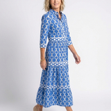 Ysolde | Midi-Kleid mit 3/4-Ärmeln und Kettenmuster