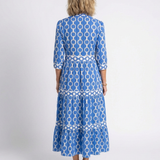 Ysolde | Midi-Kleid mit 3/4-Ärmeln und Kettenmuster