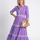 Ysolde | Midi-Kleid mit 3/4-Ärmeln und Kettenmuster