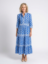 Ysolde | Midi-Kleid mit Dreiviertelärmeln und Kettenmuster