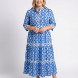 Ysolde | Midi-Kleid mit 3/4-Ärmeln und Kettenmuster