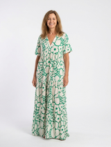 Zuleika | Kurzärmliges V-Ausschnitt Blumen-Midi-Kleid