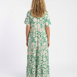 Zuleika | Kurzärmliges V-Ausschnitt Blumen-Midi-Kleid