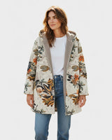 Botanica – Boho-Sherpa-Kapuzenmantel mit Blumenmuster