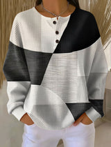 Christa | Patchwork-Pullover in Schwarz und Weiß