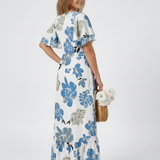 Elowen | Rundhals Kurzarm Schichten Maxikleid