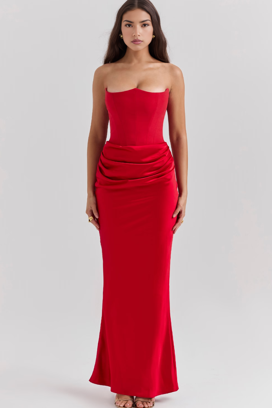 Hera - Elegantes Retro-Einfarbiges Trägerloses Partykleid