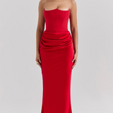 Hera - Elegantes Retro-Einfarbiges Trägerloses Partykleid